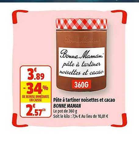 pâte à tartiner noisettes et cacao bonne maman