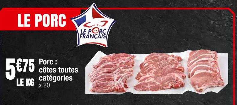porc : côtes toutes catégories
