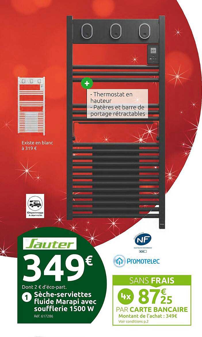 sauter sèche-serviettes fluide marapi avec soufflerie