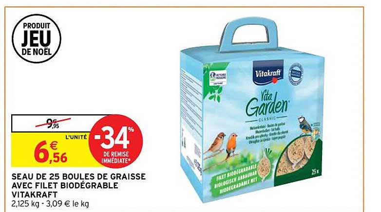seau de 25 boules de graisse avec filet biodégradable vitakraft