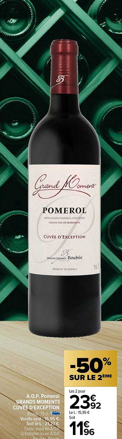 a.o.p. pomerol grands moments cuvée d'exception