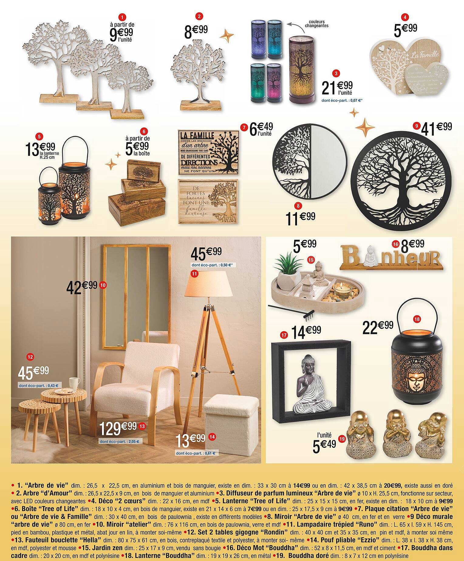 "arbre de vie", arbre "d'amour", diffuseur de parfum lumineux "arbre de vie", boîte "tree of life", plaque citation "arbre de vie" ou "arbre de vie & famille", miroir "arbre de vie", déco murale