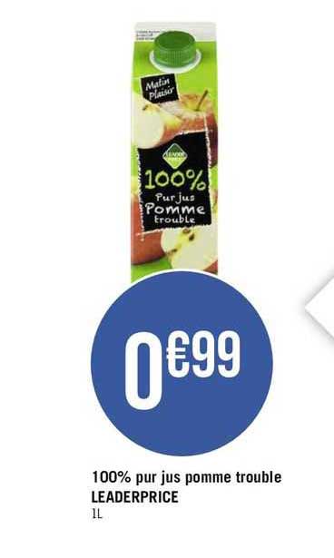 100% pur jus pomme trouble leader price