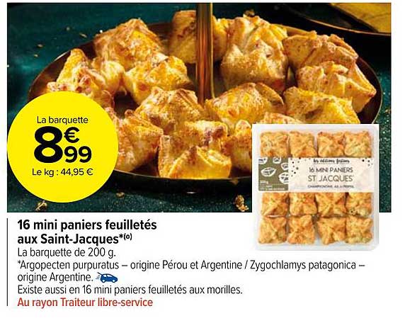 16 mini paniers feuilletés aux saint-jacques