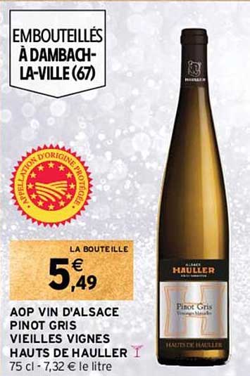 aop vin d'alsace pinot gris vieilles vignes hauts de hauller