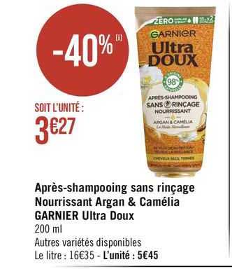 après-shampooing sans rinçage nourrissant argan & camélia garnier ultra doux