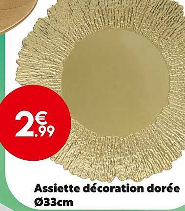 assiette décoration dorée ø 33 cm