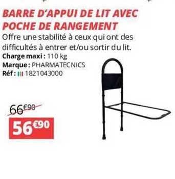 barre d'appui de lit avec poche de rangement
