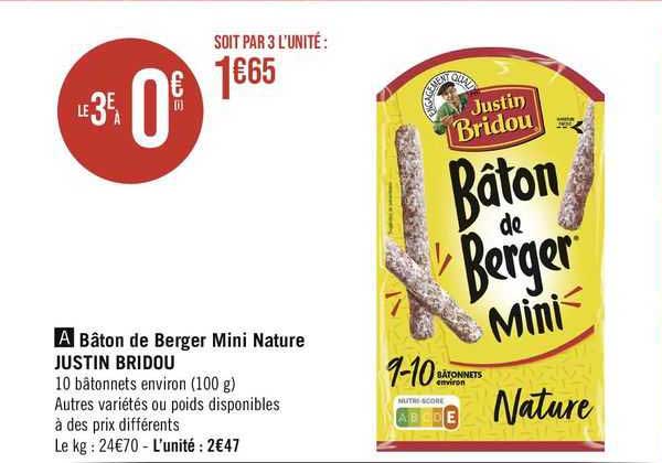 bâton de berger mini nature justin bridou