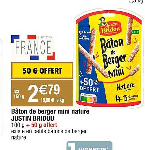 bâton de berger mini nature justin bridou