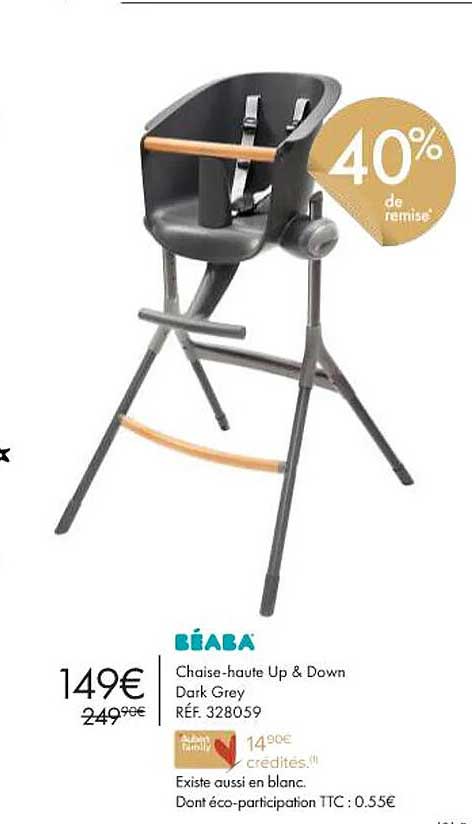 béaba chaise-haute up & down dark grey