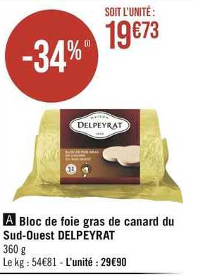 bloc de foie gras de canard du sud-ouest delpeyrat
