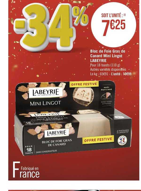 Bloc De Foie Gras De Canard Mini Lingot Labeyrie