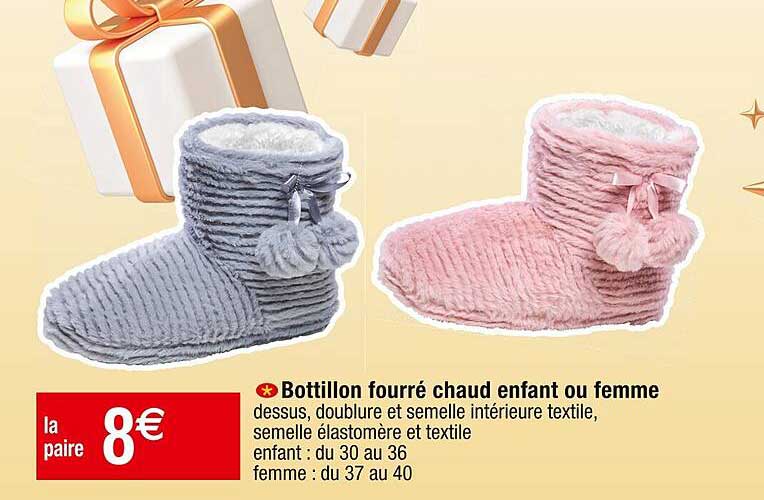bottillon fourré chaud enfant ou femme