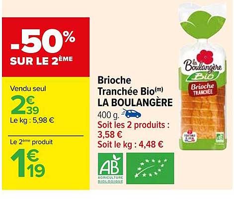 Brioche Tranchée Bio La Boulangère