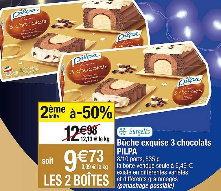 bûche exquise 3 chocolats pilpa