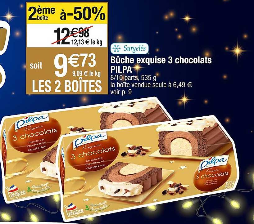 bûche exquise 3 chocolats pilpa