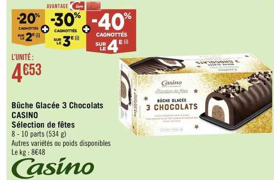 bûche glacée 3 chocolats casino sélection de fêtes
