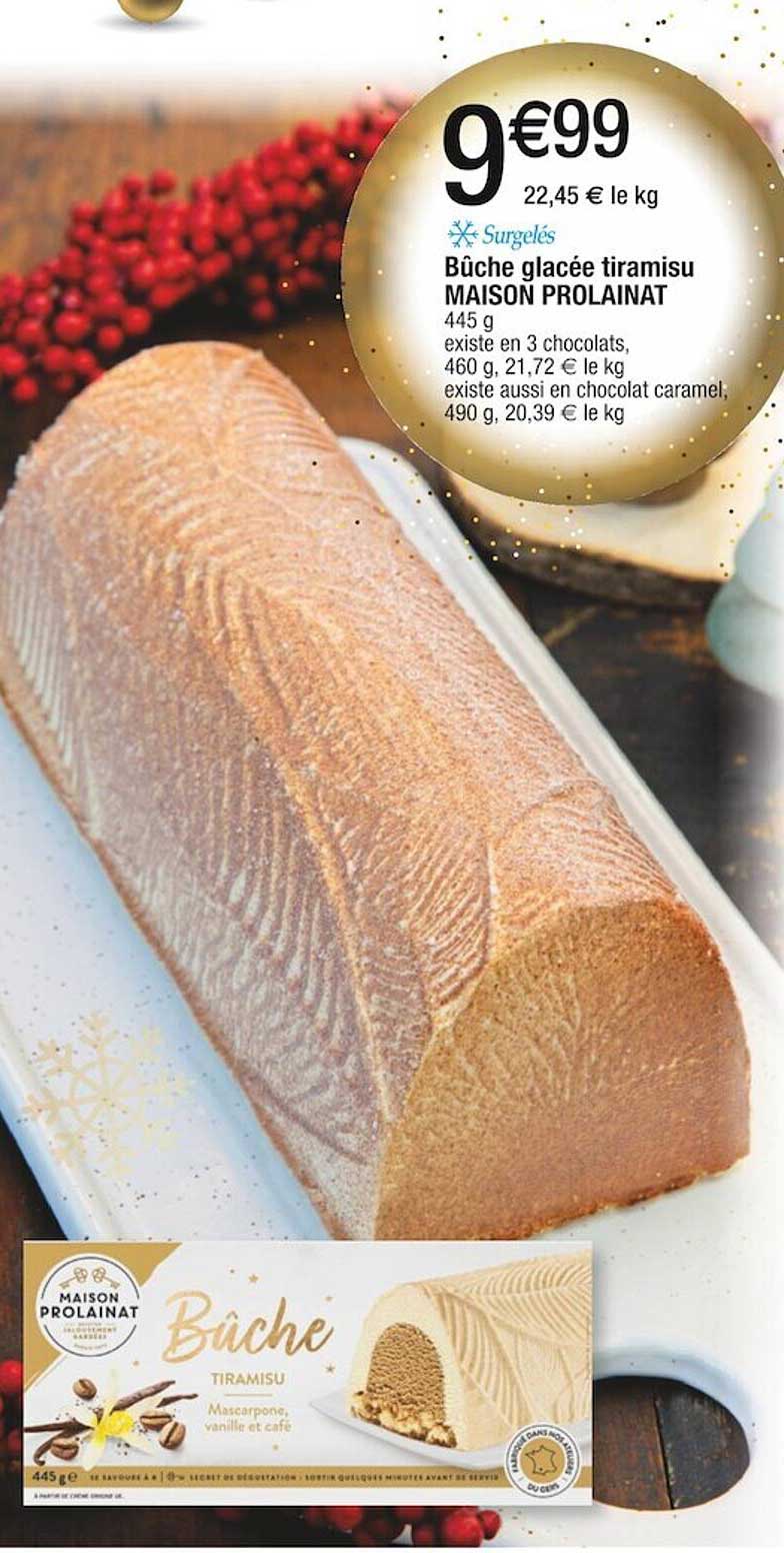 bûche glacée tiramisu maison prolainat