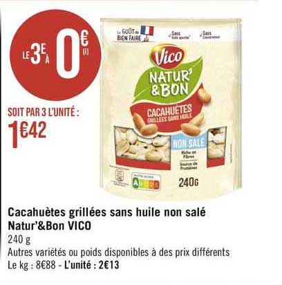 cacahuètes grillées sans huile non salé natur' & bon vico