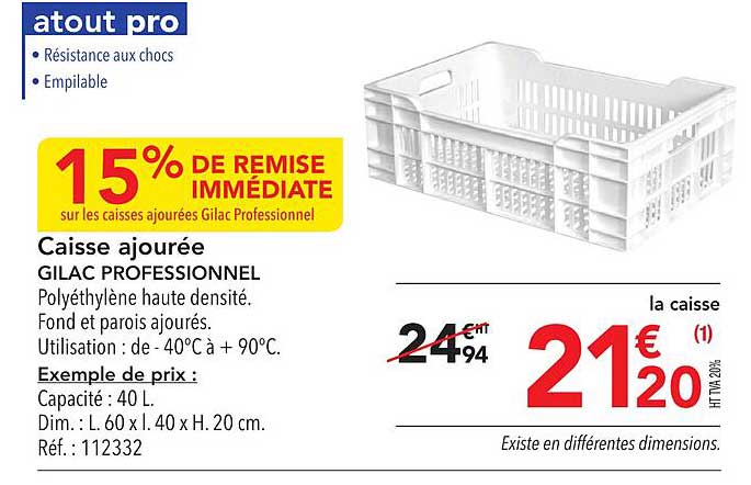 Caisse Ajourée Gilac Professionnel