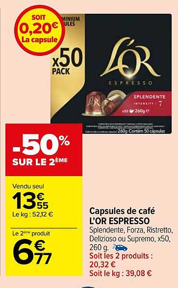 Capsules De Café L'or Espresso