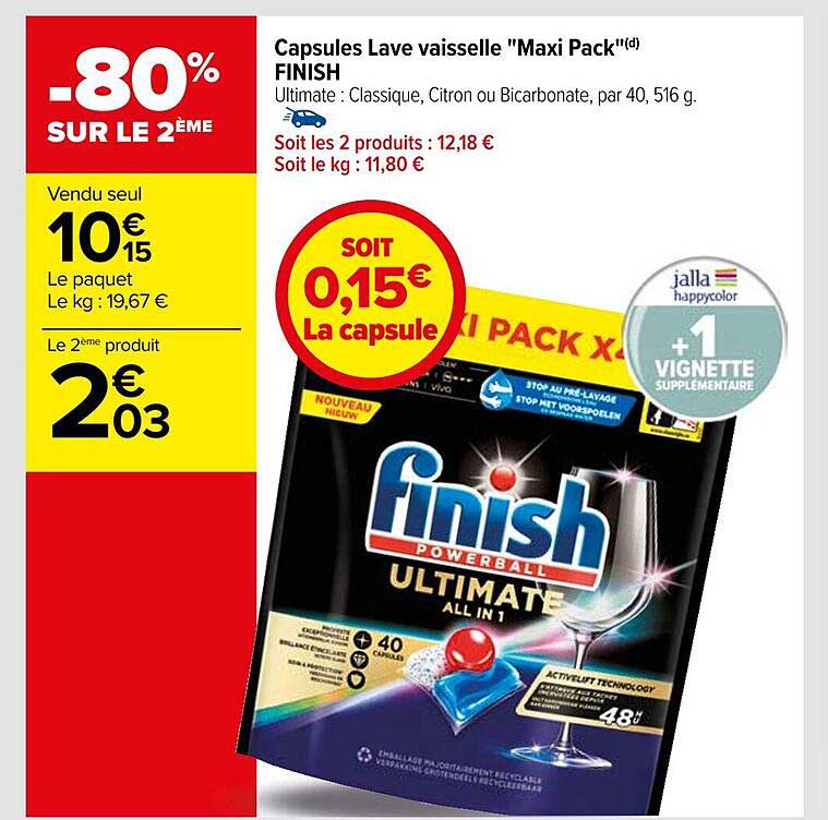 capsules lave vaisselle "maxi pack" finish