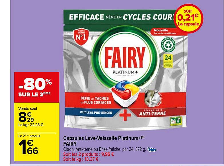 capsules lave-vaisselle platinum+ fairy