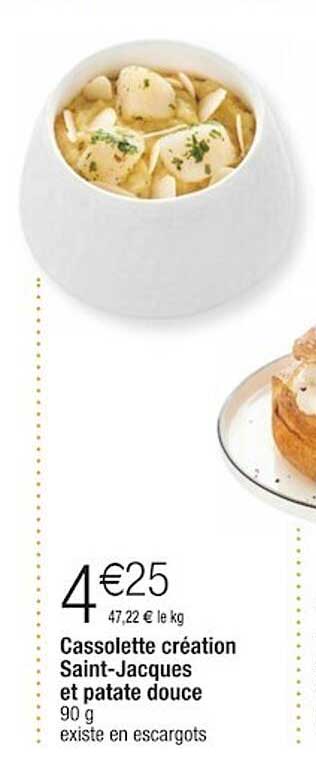 cassolette création saint-jacques et patate douce