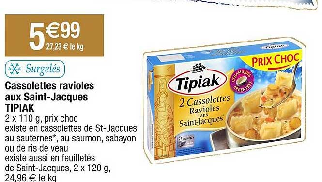 cassolettes ravioles aux saint-jacques tipiak