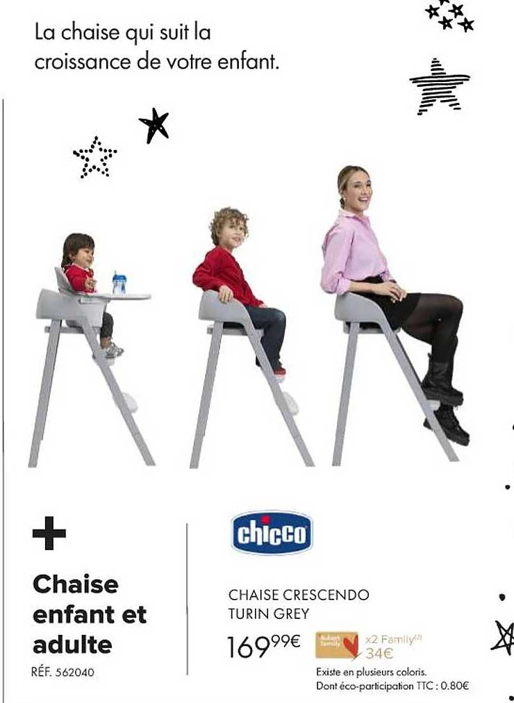 chaise crescendo turin grey chicco