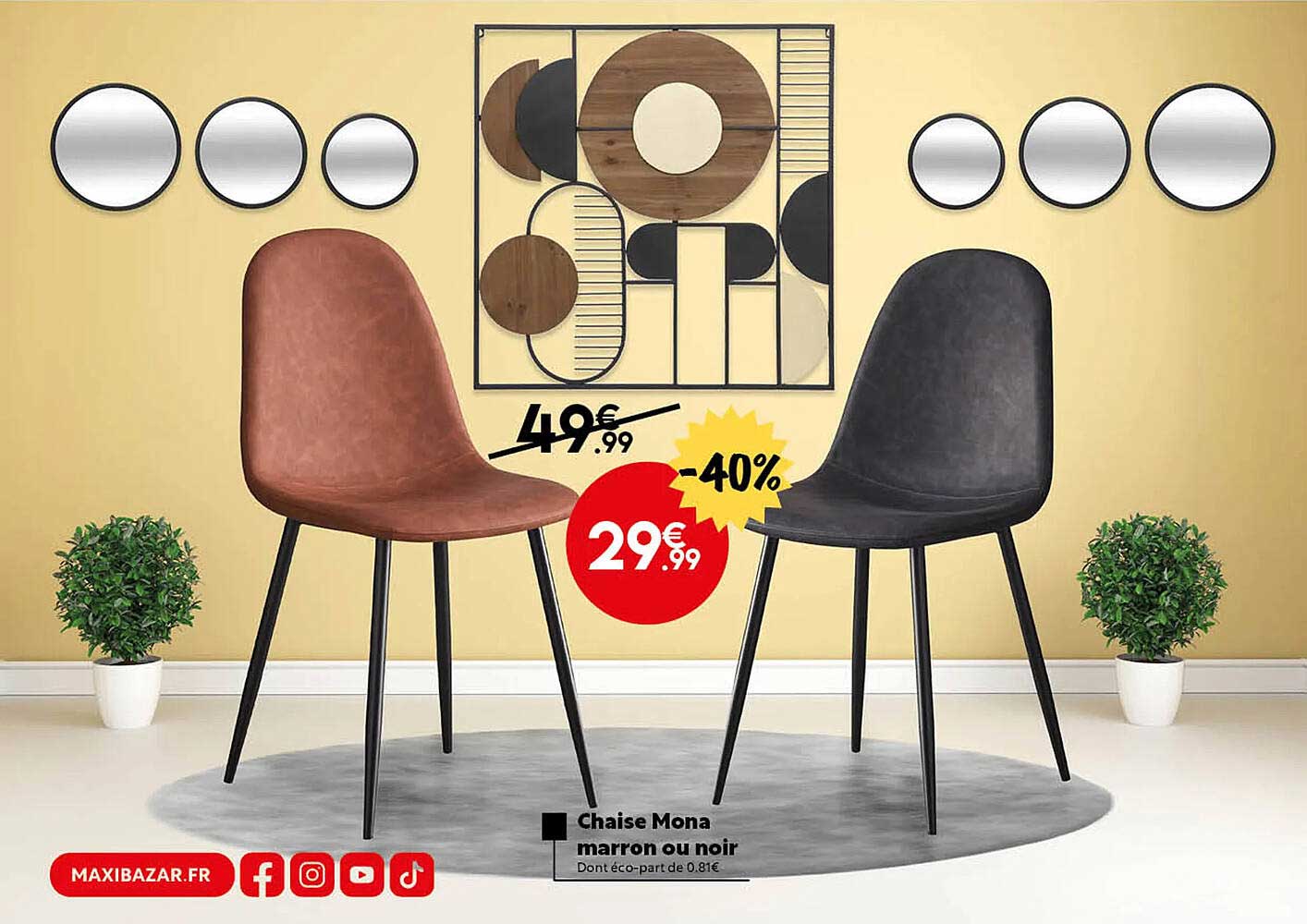 chaise mona marron ou noir