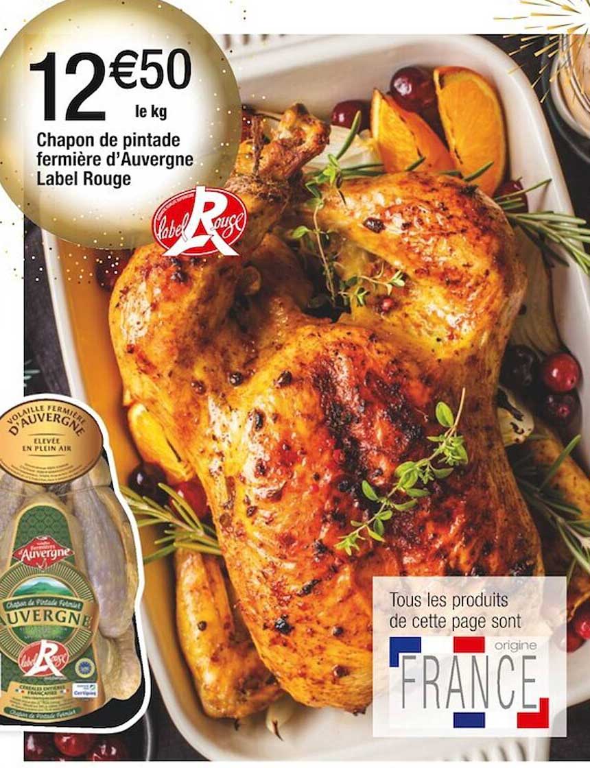 chapon de pintade fermière d'auvergne label rouge