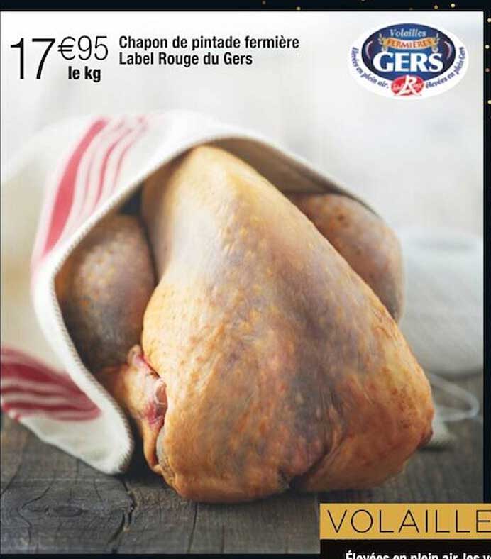 chapon de pintade fermière label rouge du gers