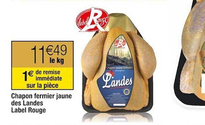 chapon fermier jaune des landes label rouge