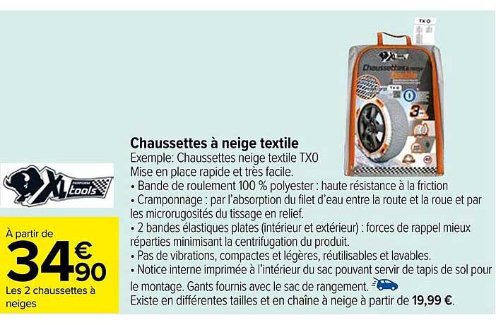chaussettes à neige textile xl tools