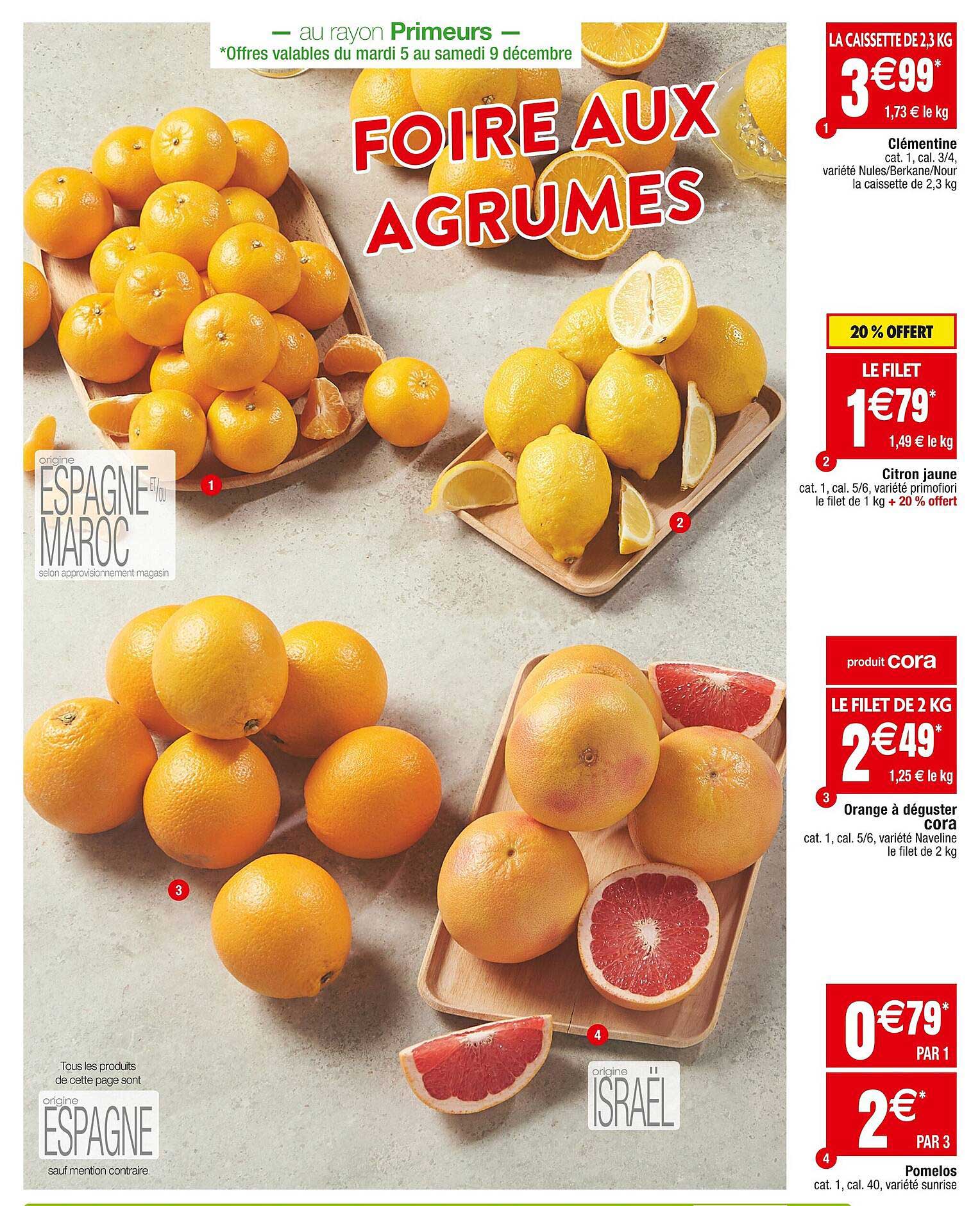 clémentine, citron jaune, orange à déguster, pomelos