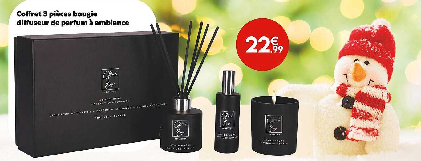 coffret 3 pièces bougie diffuseur de parfum à ambiance
