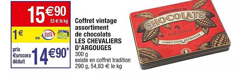 coffret vintage assortiment de chocolats les chevaliers d'argouges
