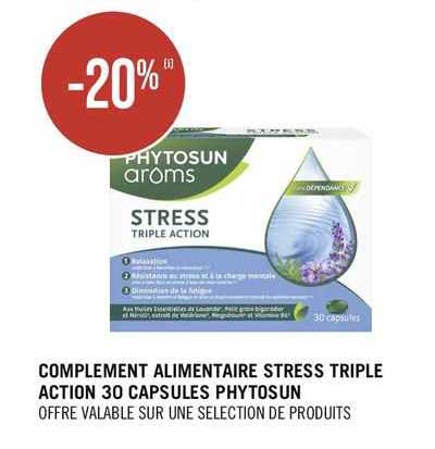complément alimentaire stress triple action 30 capsules phytosun