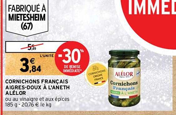 cornichons français aigres-doux à l'aneth alélor