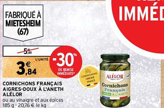cornichons français aigres-doux à l'aneth alélor