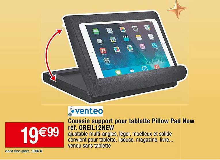 coussin support pour tablette pillow pad new venteo