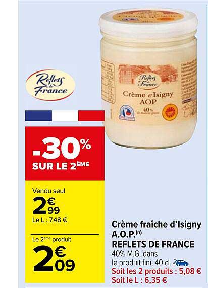 crème fraîche d'isigny a.o.p. reflets de france