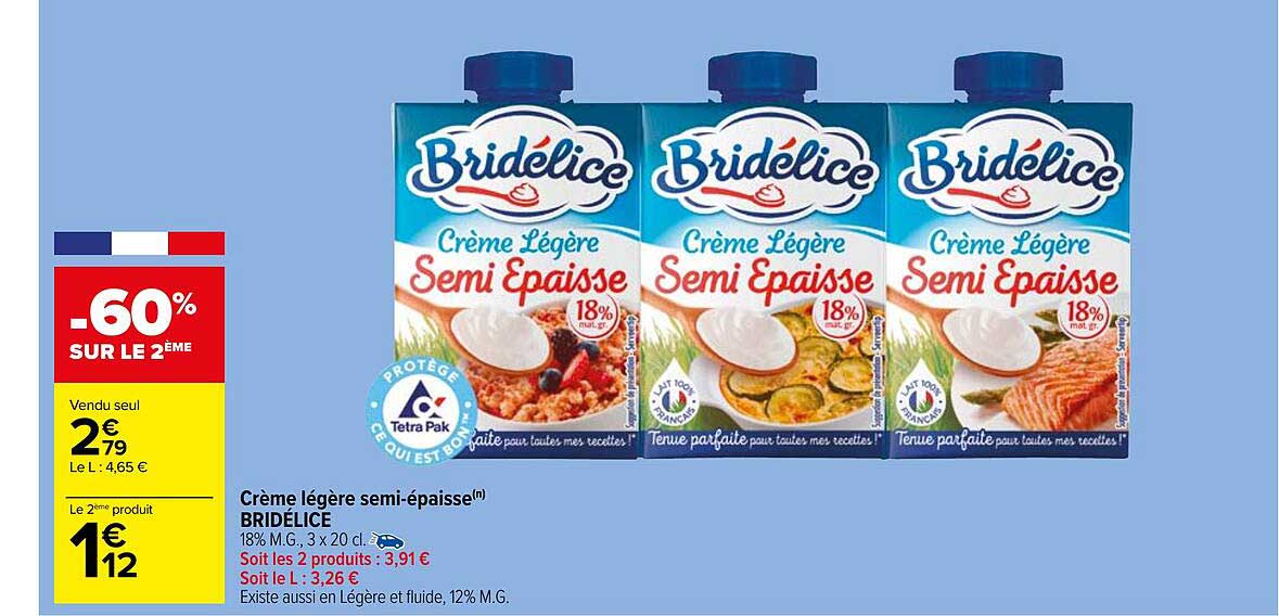 crème légère semi-épaisse bridélice