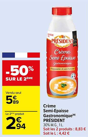crème semi-épaisse gastronomique président