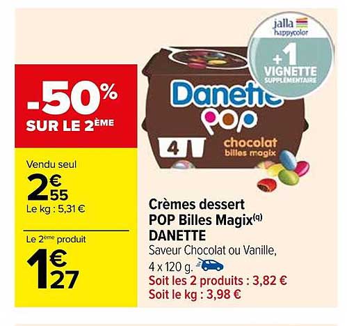 crèmes dessert pop billes magix danette
