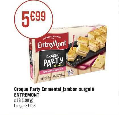 croque party emmental jambon surgelé entre mont