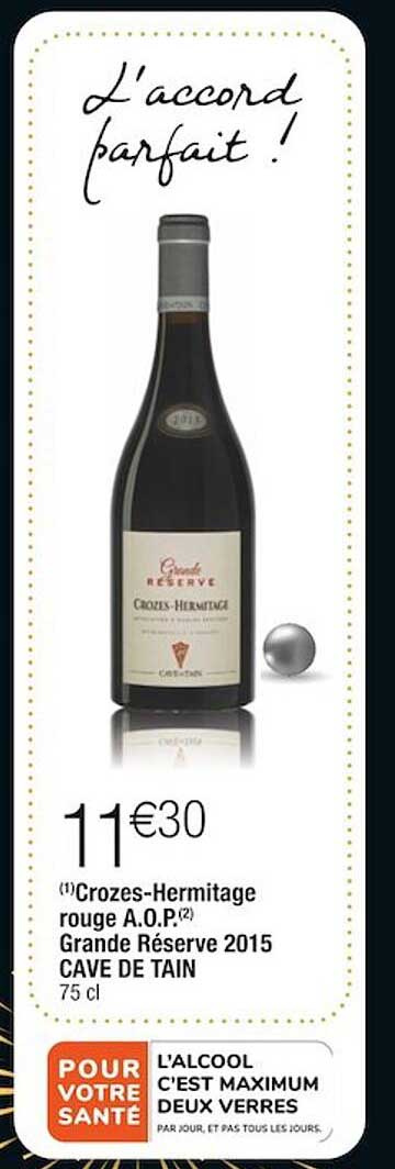 crozes-hermitage rouge a.o.p. grande réserve 2015 cave de tain