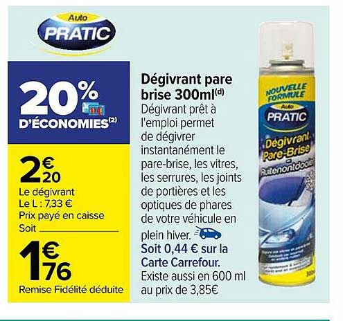 dégivrant pare brise 300ml auto pratic